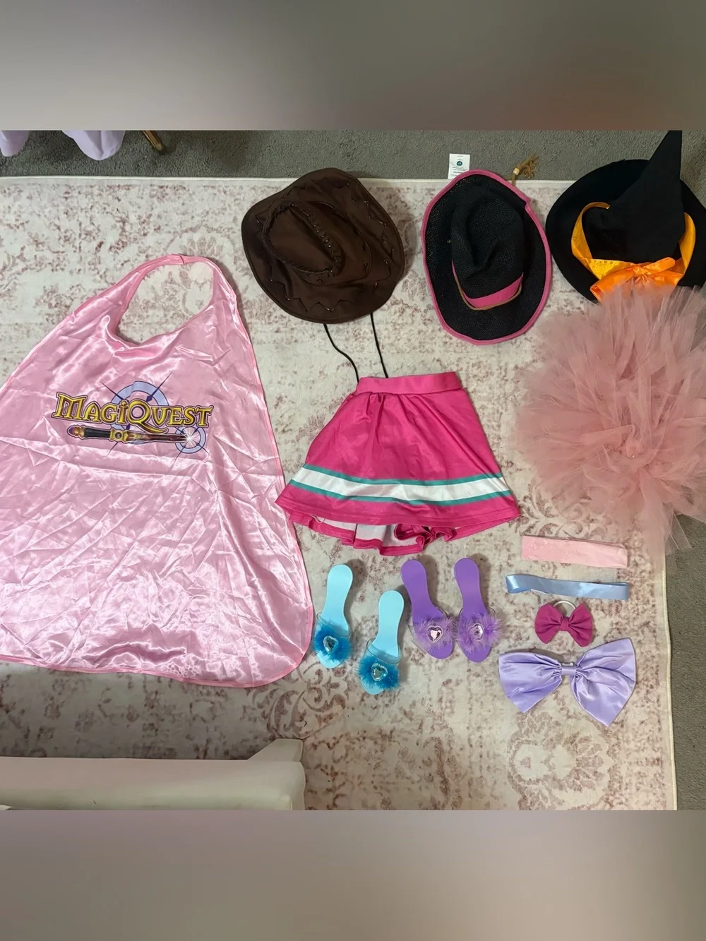 12-Piece Kids Dress-Up Costume Bundle – Hats, Heels, Skirts & Cape